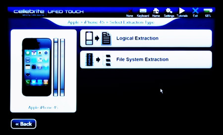 Cellebrite UFED touch display screen